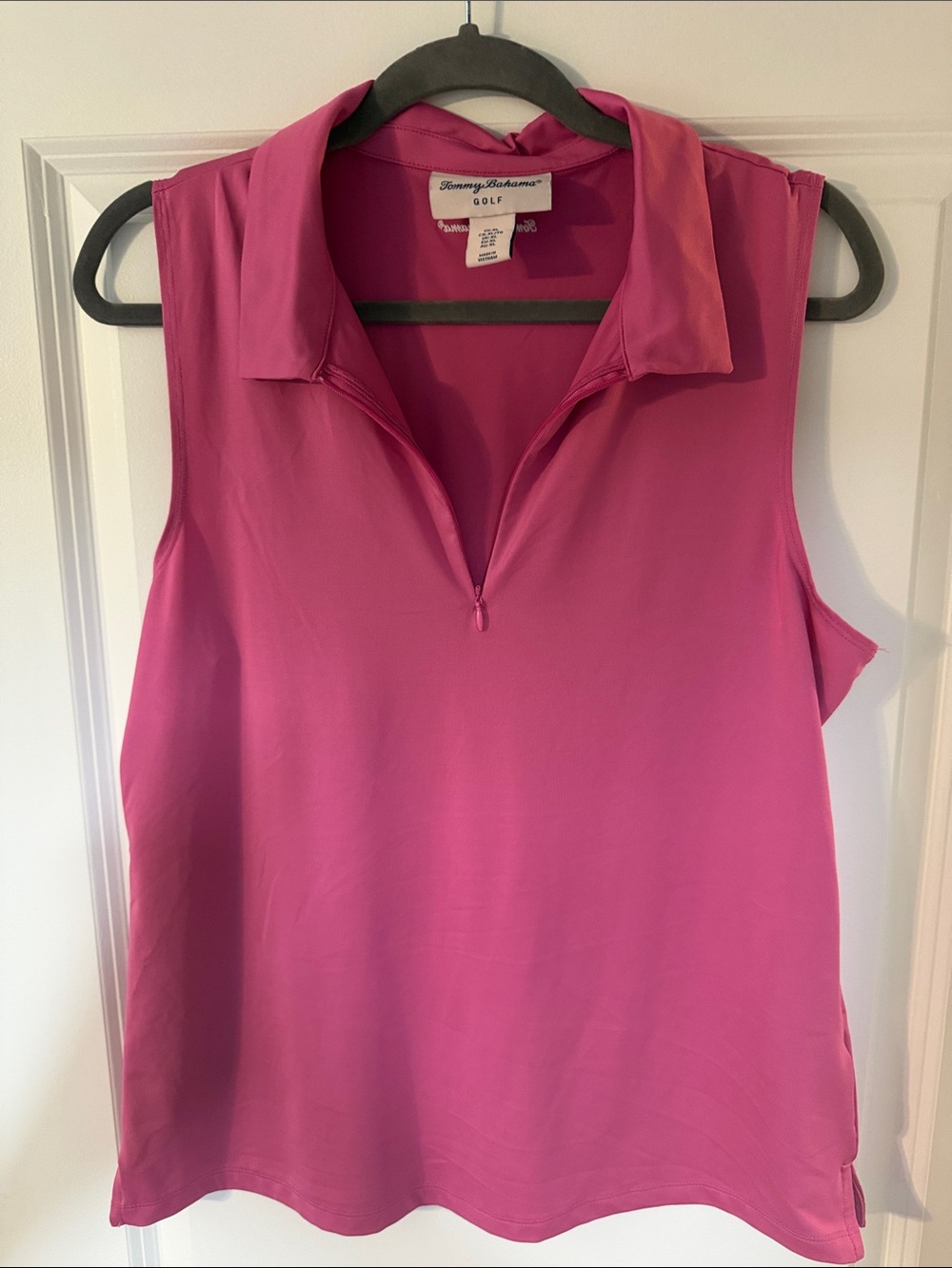 Tommy Bahama Sleeveless Zip-Front Polo Tank in Fuchsia